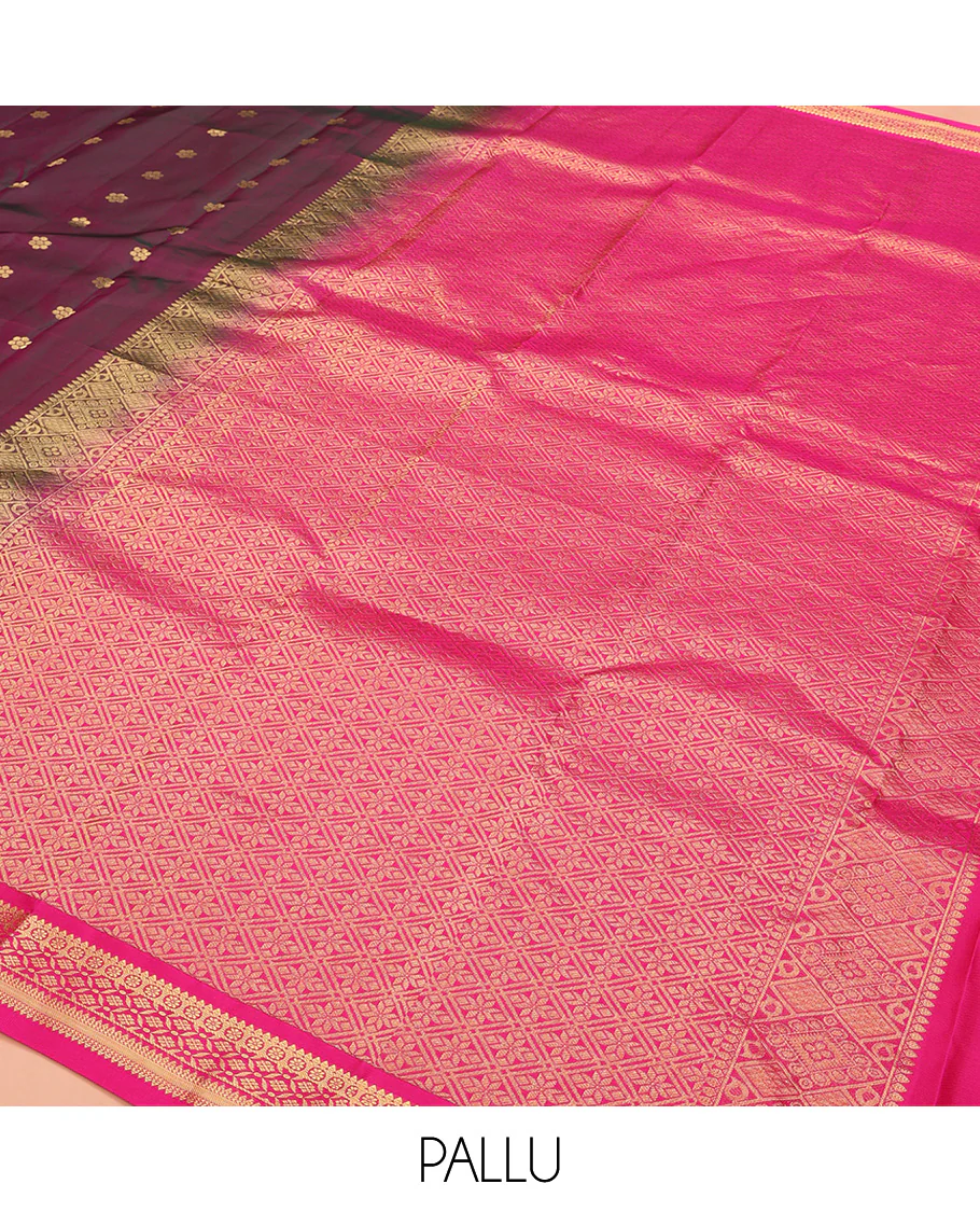 Purple Vasundhara Lite Silk Mix Saree, Beautifully Bedecked with Zari Buttas All Over Its Body, Complemented by Contrast Traditional Zari Border, Grand Jaal Pallu and Paired with a Contrast Blouse - Image 5