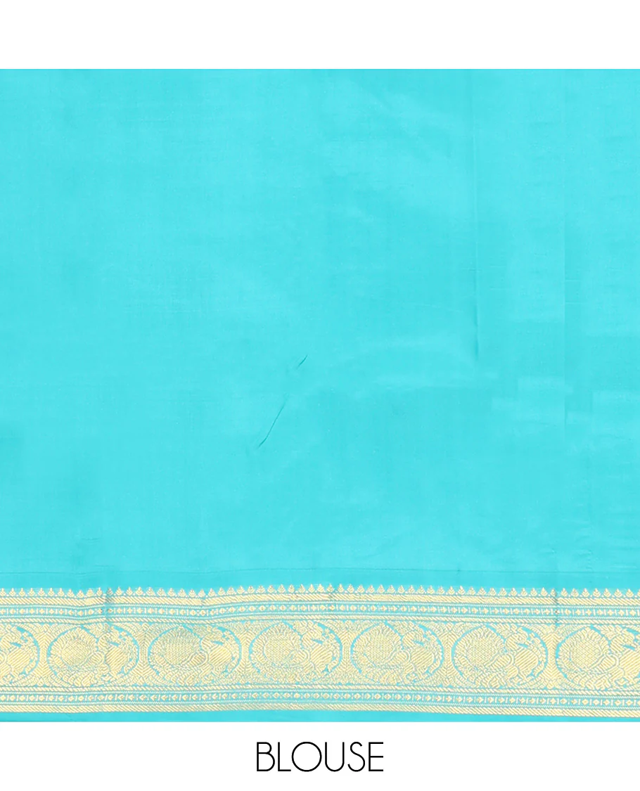 Purple Vasundhara Silk Saree, Subtly Sparkled With Zari Buttas All Over Its Body, Complemented by Zari Buttas All Over Its Body, Complemented by Contrast Border of Thilakam, Banaras, and Mayil Designs Grand Jaal Pallu and Paired with a Contrast Blouse - Image 6