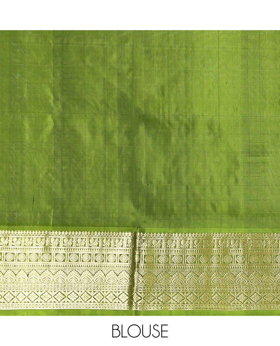 Purple Venkatagiri Silk Saree, Accentuated with Zari Buttas All Over Its Body, Complemented by a Contrast Traditional Zari Design Border, Pallu of Floral Designs, and Paired with a Contrast Blouse - Image 6