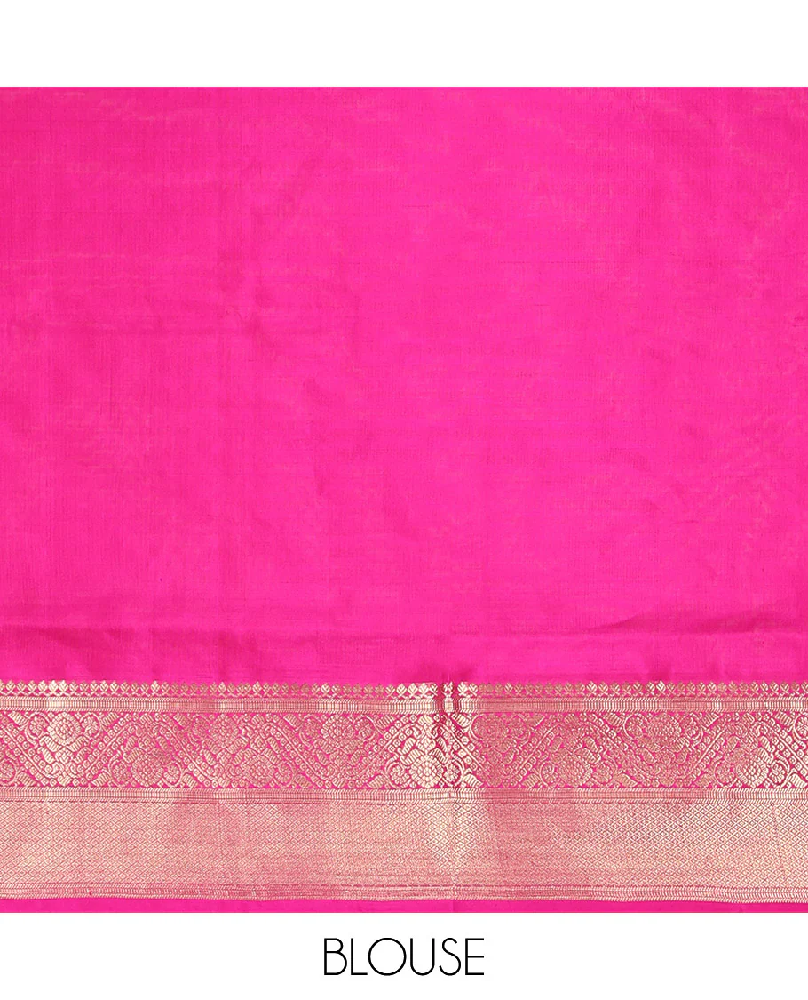 Purple Venkatagiri Silk Saree, Richly Detailed with Zari Checks All Over Its Body, Complemented by a Contrast Traditional Zari Design Border, Grand Pallu, and Paired with a Matching Blouse - Image 6
