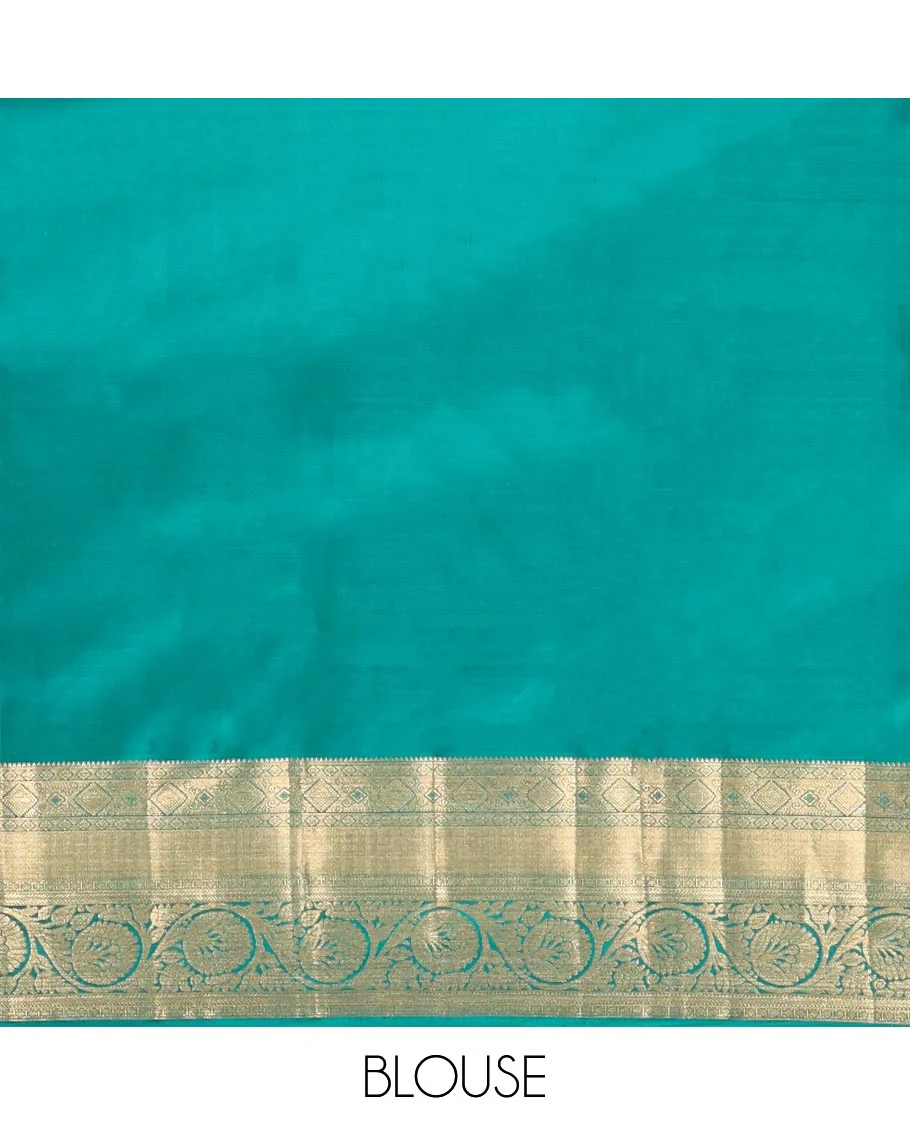 Rama Blue Kanchipuram Wedding Silk Saree, Steeped in Richness with Yaanai Jacquard on Its Body, Highlighted by a Zari Border of Rekku, Vanki, Diamond, and Kodi Visiry Designs, Grand Jaal Pallu, and Paired with a Matching Blouse - Image 6