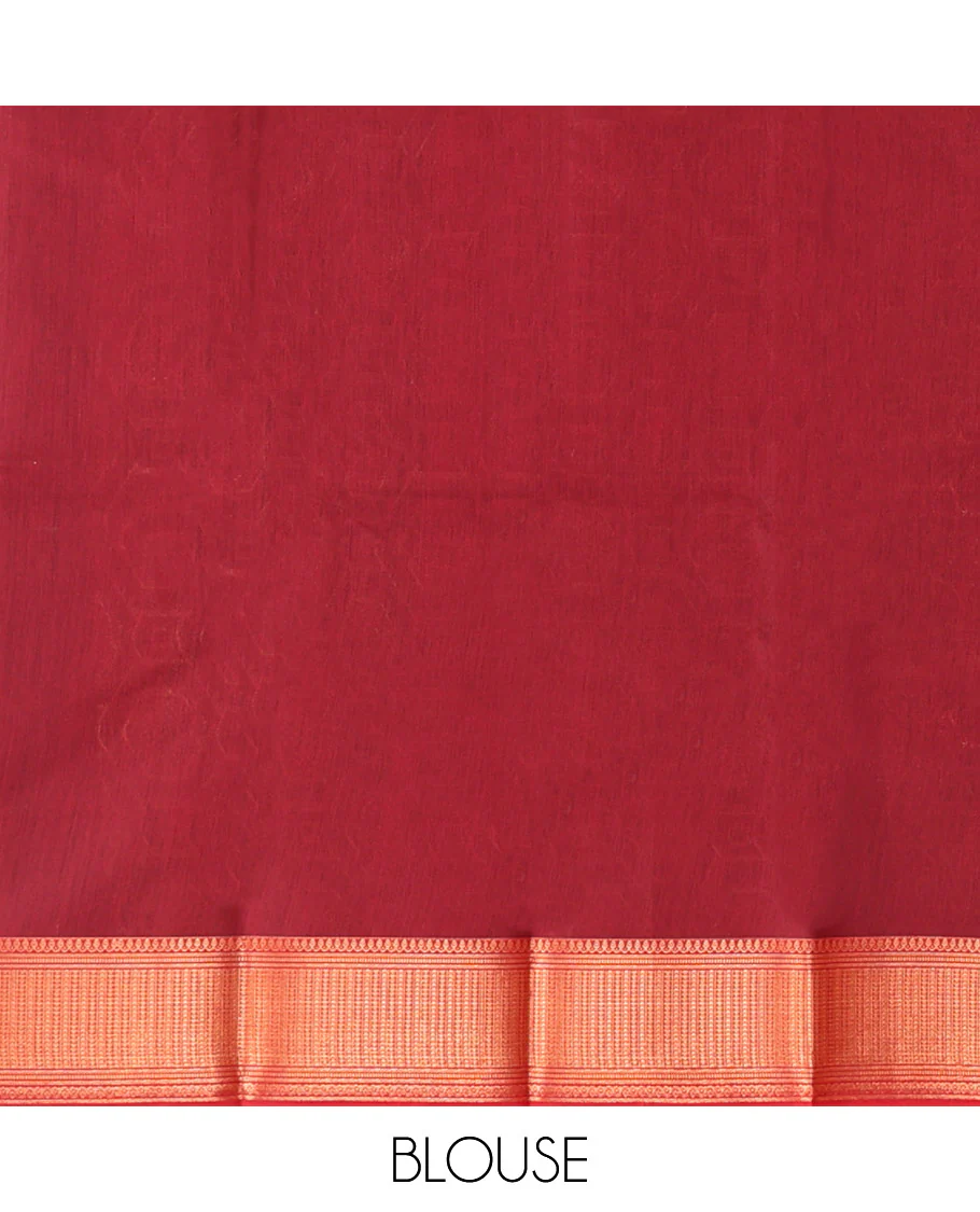 Rama Blue Semi-Silk Cotton Saree, Spotlighted with Zari Buttas All Over Its Body, Highlighted by a Traditional Zari Border, Pallu of Paisley Designs, and Paired with a Matching Blouse - Image 4