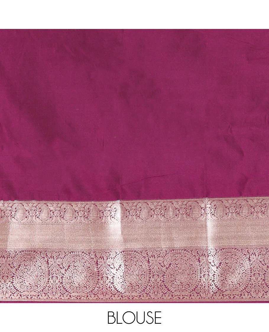 Ramar Blue Semi-Soft Silk Saree, Gracefully Embellished with Vaira Oosi, and Paisley Buttas All Over Its Body, Complemented by Contrast Traditional Border of Paisleys, Intricately Designed Pallu, and Paired with a Contrast Blouse - Image 3