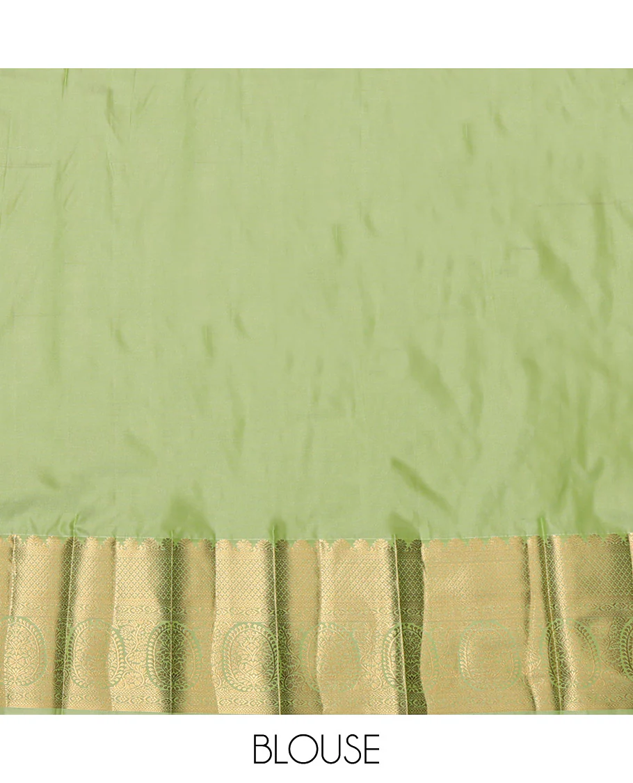 Rani Pink Budget Silk Saree, Bedecked with Zari Buttas, Contrast Traditional Zari Border, Grand Pallu, and a Contrast Blouse - Image 4
