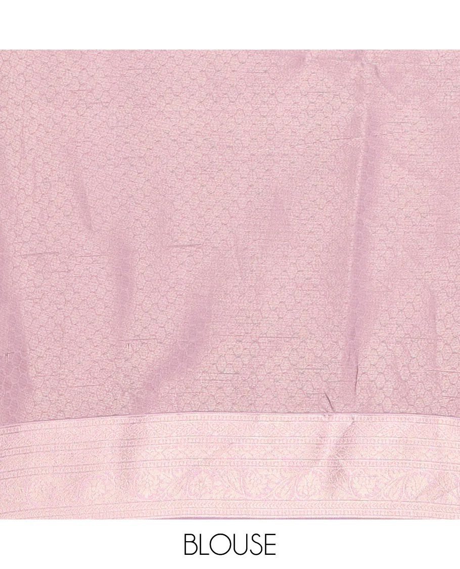 Rani Pink Elite Soft Silk Saree, Delicately Woven with Checked Design on Its Body, Complemented by a Contrast Border of Jungle-Themed Flora-Fauna Motifs, a Pallu of Checked Design, and Paired with a Contrast Blouse - Image 3