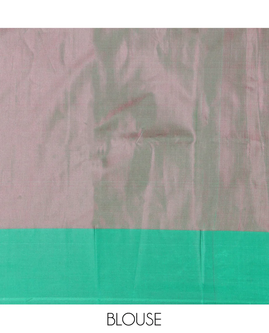 Rani Pink Kanchi Soft Silk Saree, Enriched with Chevron Stripes on Its Body, Complemented by a Contrast Chevron Striped Border, Striped Pallu, and Paired with a Contrast Blouse - Image 3