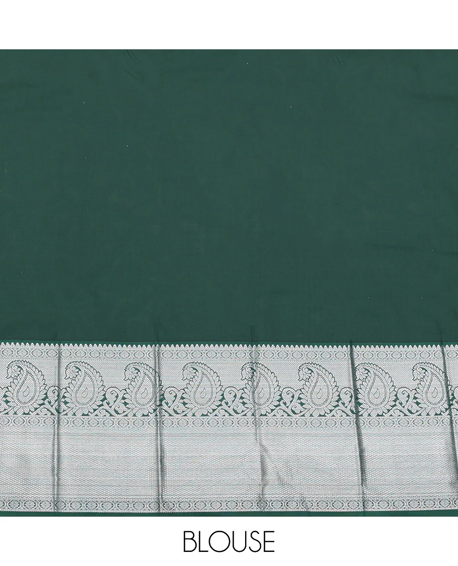 Red Budget Silk Saree, Beautified with Zari Buttas on Its Body, Complemented by a Contrast Traditional Zari Design Border, Pallu of Jaal Patterns, and Paired with a Contrast Blouse - Image 4