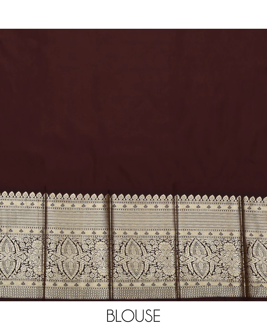 Red Budget Silk Saree, Elevated with Zari Butta on Its Body, Complemented by a Contrast Traditional Zari Design Border, Grand Jaal Pallu, and Paired with a Contrast Blouse - Image 4