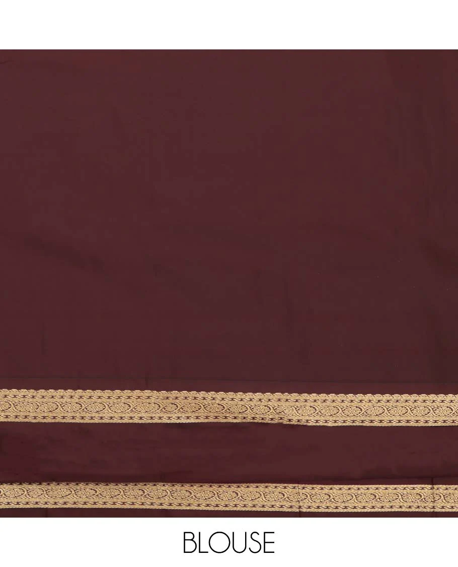 Red Budget Silk Saree, Elevated with Zari Buttas All Over Its Body, Complemented by a Contrast Traditional Zari Design Border, Grand Jaal Pallu, and Paired with a Contrast Blouse - Image 4