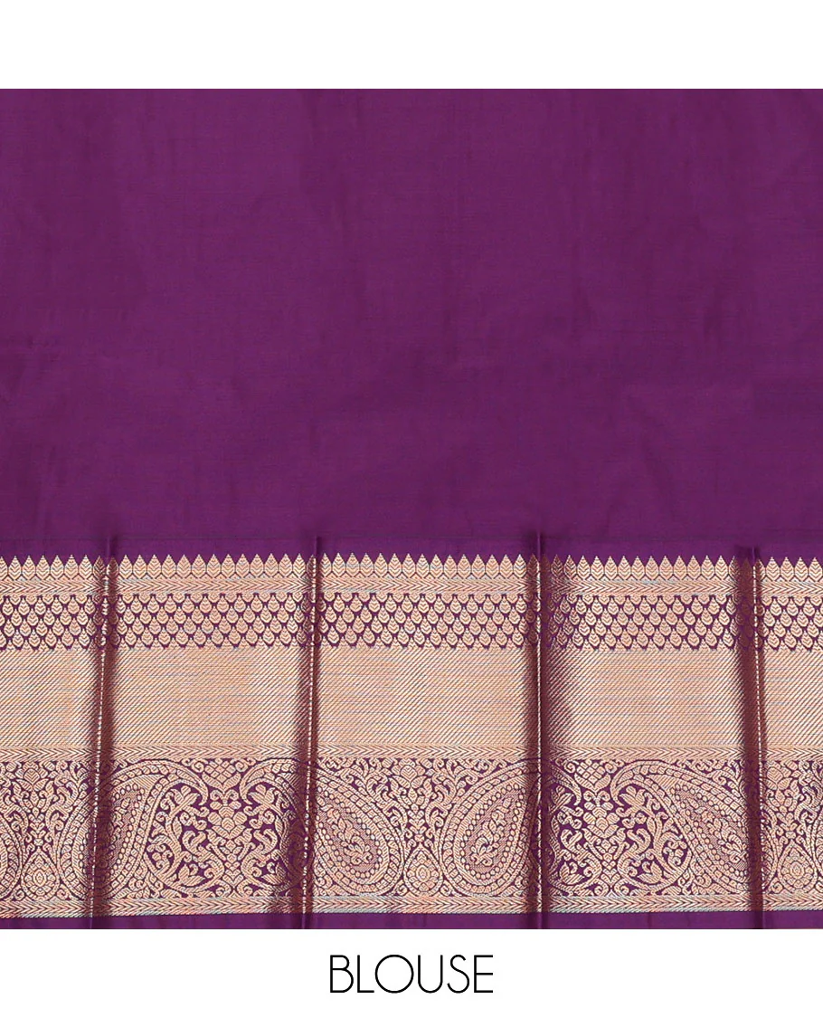 Red Budget Silk Saree, Enthralled with Zari Buttas, Complemented by a Contrast Traditional Design Border, Grand Jaal Pallu, and a Contrast Blouse - Image 4