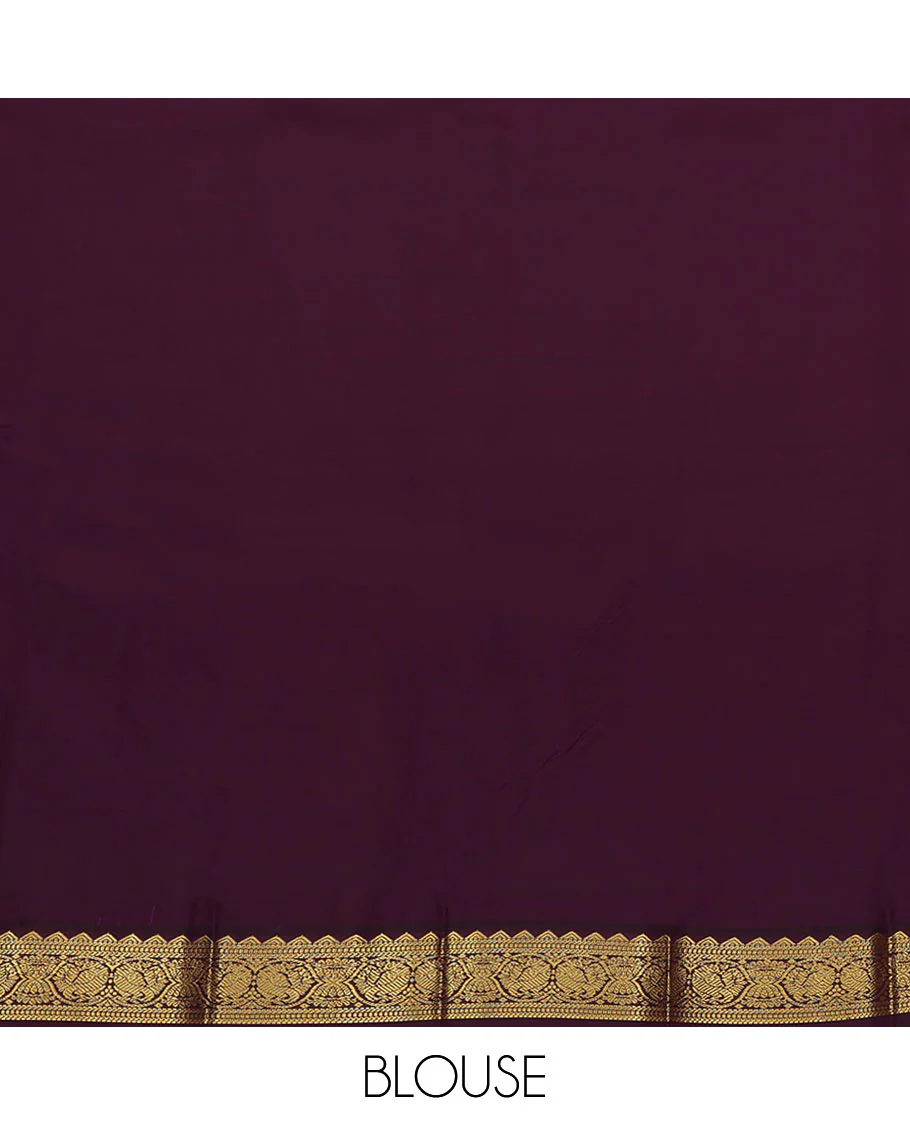 Red Budget Silk Saree, Prettified with Zari Buttas All Over Its Body, Complemented by a Contrast Traditional Zari Design Border of Peacocks, Pallu Features Geometric Designs, and Paired with a Contrast Blouse - Image 4