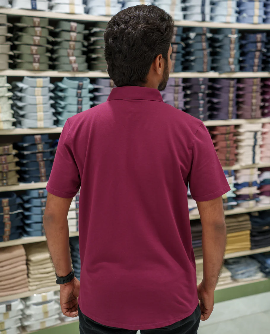 Red Cotton-Blended Casual Shirt Comes with Intricate Print, Spread Collar, Half Sleeves, Regular Fit, and Regular Length - Image 5