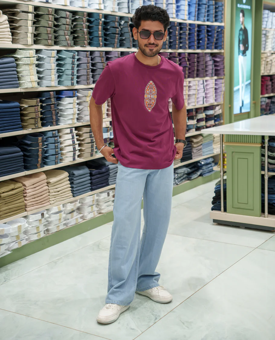 Red Cotton-Blended T-Shirt Comes with an Evil-Themed Back Print, Crew Neck, Half Sleeves, Oversized Fit, and Regular Length - Image 3