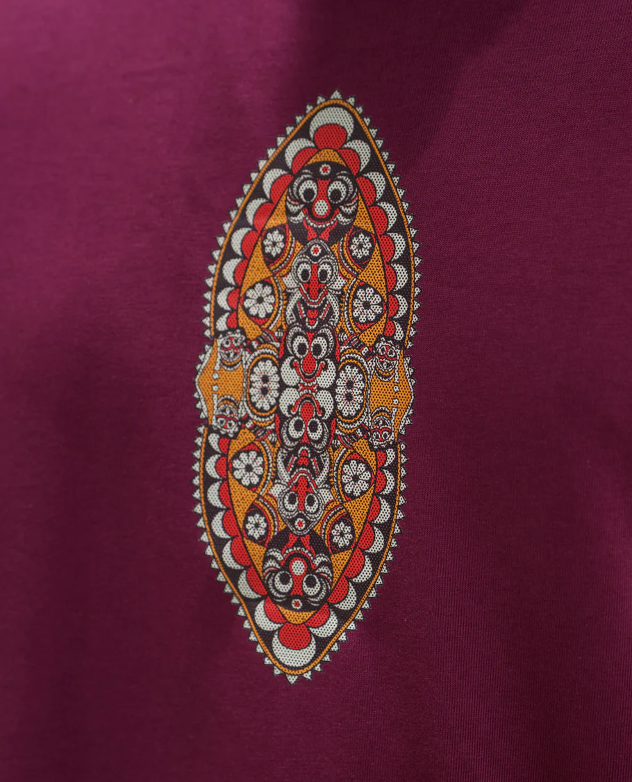Red Cotton-Blended T-Shirt Comes with an Evil-Themed Back Print, Crew Neck, Half Sleeves, Oversized Fit, and Regular Length - Image 6