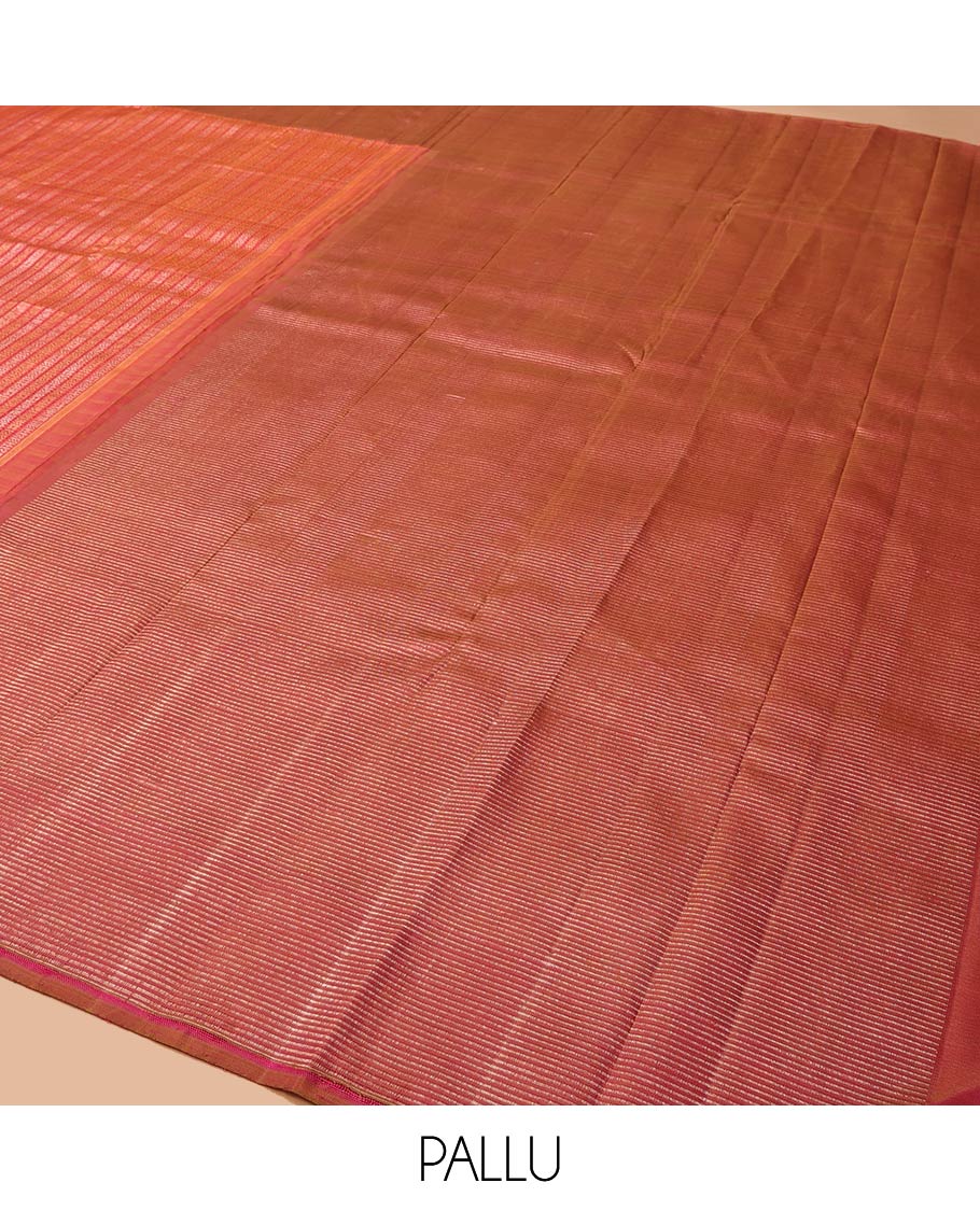 Red Kanchipuram Designer Silk Saree, Boldly Accentuated with Jacquard Design All Over Its Body, Gleaming Zari Striped Border, Pallu Steeped with Zari Stripes, and Paired with a Matching Blouse - Image 5