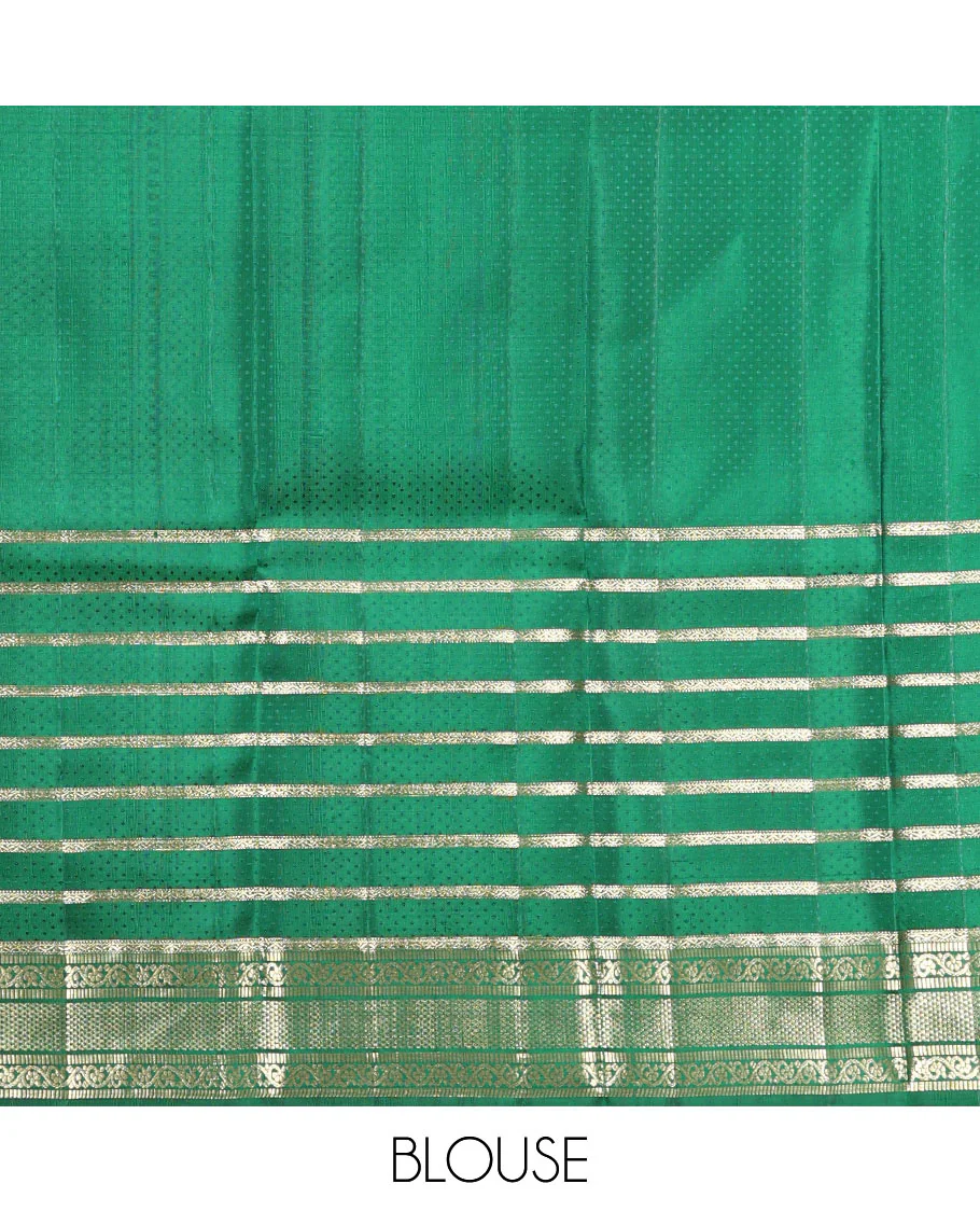 Red Kanchipuram Wedding Silk Saree, Delicately Woven with Jacquard Design on Its Body, Highlighted by Zari Border of Annam, Chakram, Neli, Muthu, Kodi Visiry, and Ara Maadam Designs, Grand Pallu of Vanki Designs, and Paired with a Contrast Blouse - Image 6