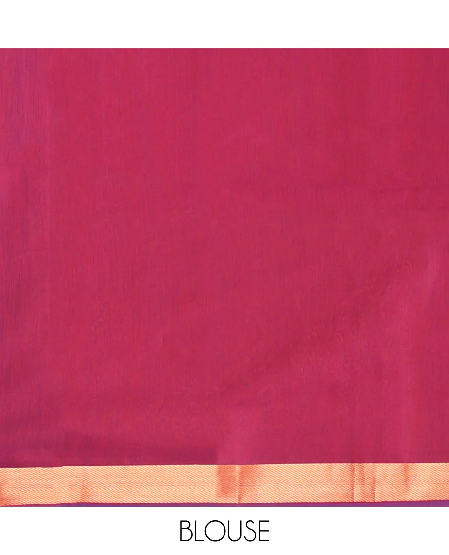 Red Semi-Silk Cotton Saree, Finely Woven with Paisley Zari Buttas All Over Its Body, Complemented by a Contrast Border, Intricately Designed Pallu, and Paired with a Matching Blouse - Image 4