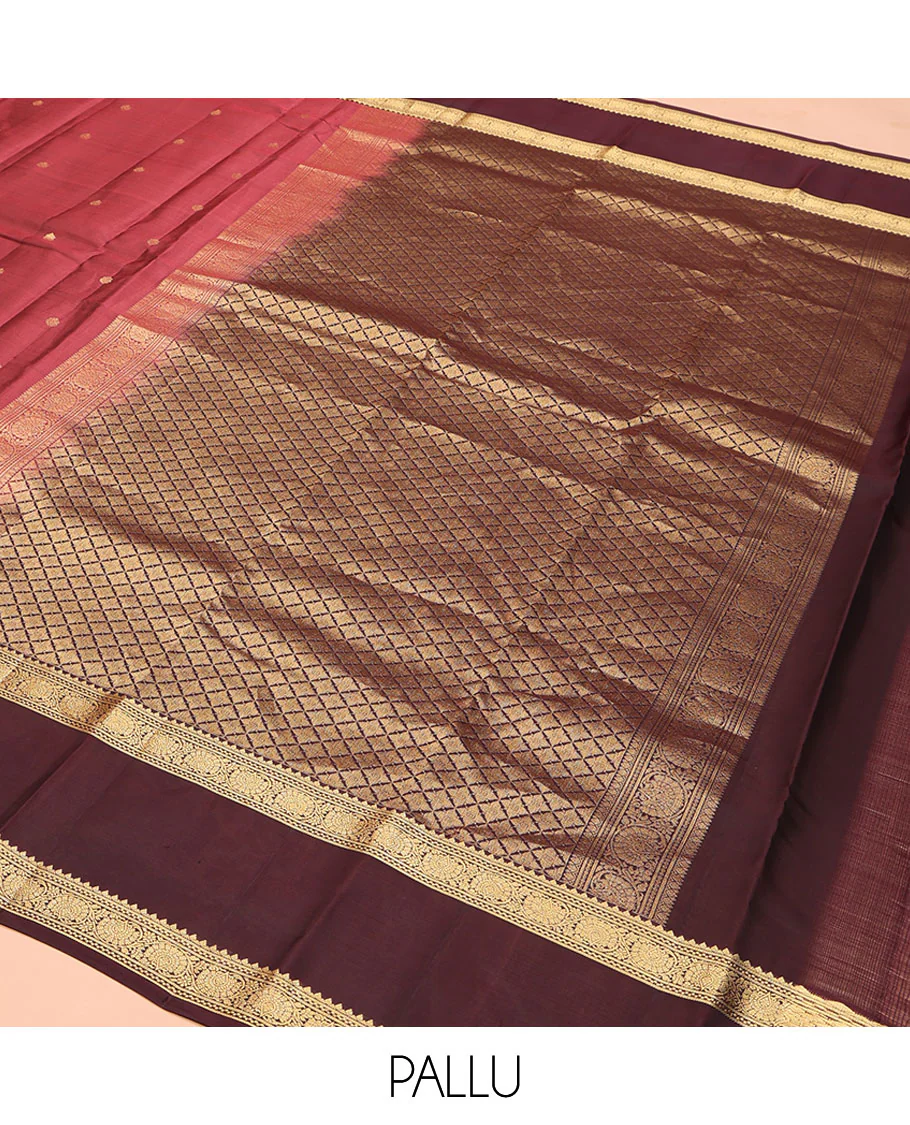 Red Vasundhara Lite Silk Mix Saree, Embellished with Zari Buttas on Its Body, Complemented by a Contrast Rettai Pettu Border of Kodi Visiry Designs, Boldly Accentuated Pallu of Jaal Designs, and Paired with a Contrast Blouse - Image 5