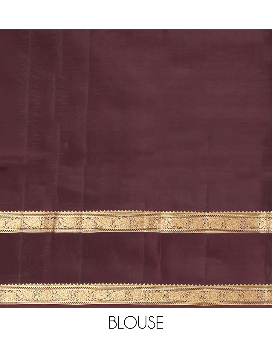 Red Vasundhara Lite Silk Mix Saree, Embellished with Zari Buttas on Its Body, Complemented by a Contrast Rettai Pettu Border of Kodi Visiry Designs, Boldly Accentuated Pallu of Jaal Designs, and Paired with a Contrast Blouse - Image 6