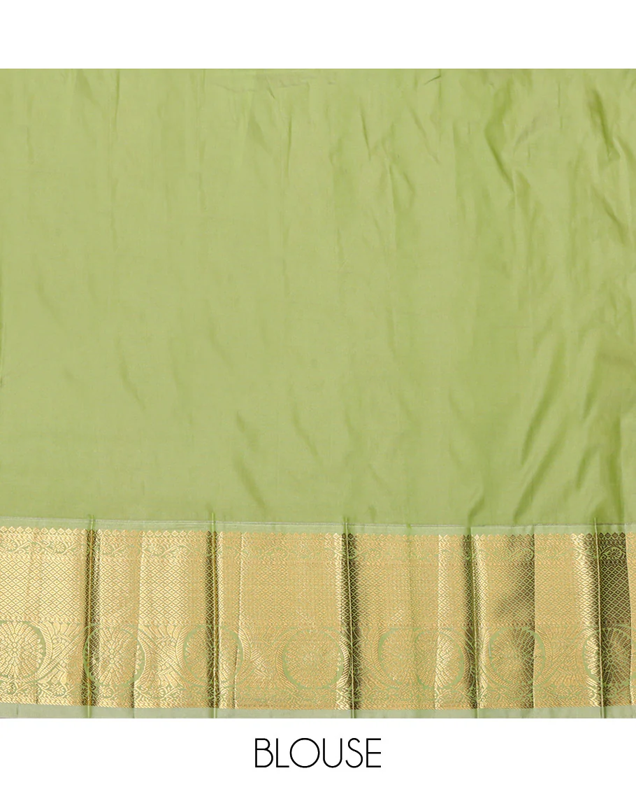 Rust Budget Silk Saree, Woven with Zari Buttas, Contrast Traditional Zari Border, Grand Pallu, and a Contrast Blouse - Image 4