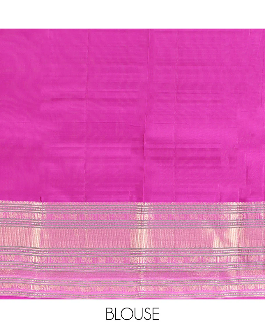 Rust Orange Vasundhara Lite Silk Mix Saree, Showcasing with Zari Buttas, Complemented by a Contrast Border of Thilakam Mokku, Banaras, Mayil, Yaanai, and Mayil Kann Designs, Artfully Detailed Pallu of Jaal Designs, and Paired with a Contrast Blouse - Image 6