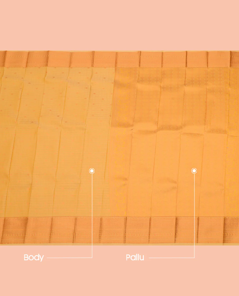 Sandal Budget Silk Saree, Sparsely Woven with Zari Buttas and Checks All Over Its Body, Highlighted by a Traditional Zari Design Border, Sparsely Woven Pallu, and Paired with a Matching Blouse - Image 3