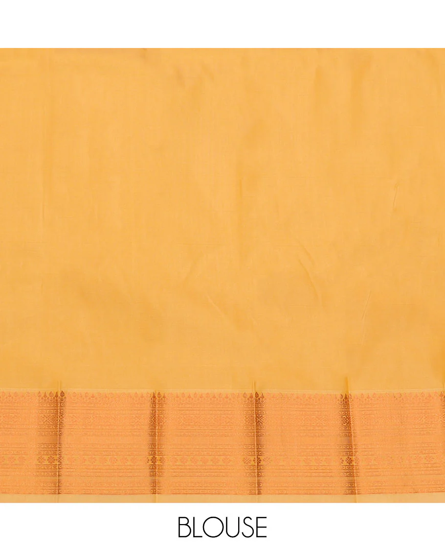 Sandal Budget Silk Saree, Sparsely Woven with Zari Buttas and Checks All Over Its Body, Highlighted by a Traditional Zari Design Border, Sparsely Woven Pallu, and Paired with a Matching Blouse - Image 4