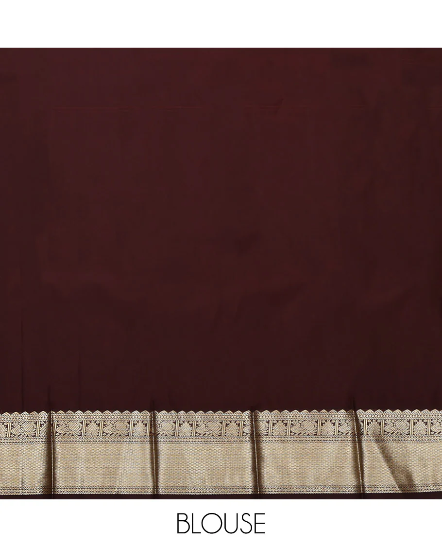 Turquoise Budget Silk Saree, Woven with Zari Buttas and Micro-Checks, Complemented by a Contrast Traditional Zari Design Border, Grand Pallu, and a Contrast Blouse - Image 4