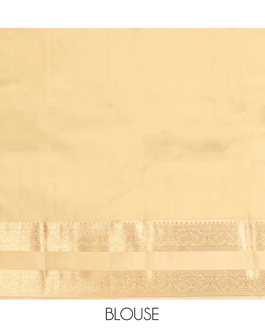 Turquoise Vasundhara Silk Saree, Crafted with Zari Buttas All Over Its Body, Complemented by a Contrast Rettai Pettu Border of Rekku, Muthu, Kathir, and Mayil Designs, Intricately Designed Pallu, and Paired with a Contrast Blouse - Image 6