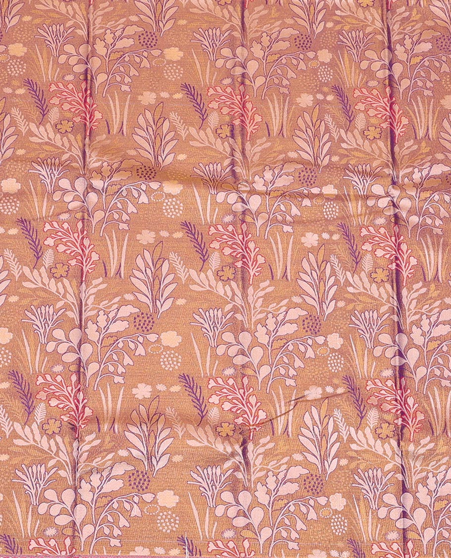 Violet Art Silk Pavadai Material Set Spotlighted with Jacquard Design on Its Skirt, Complemented by a Contrast Traditional Zari Design Border, and Paired with a Contrast Blouse - Image 3