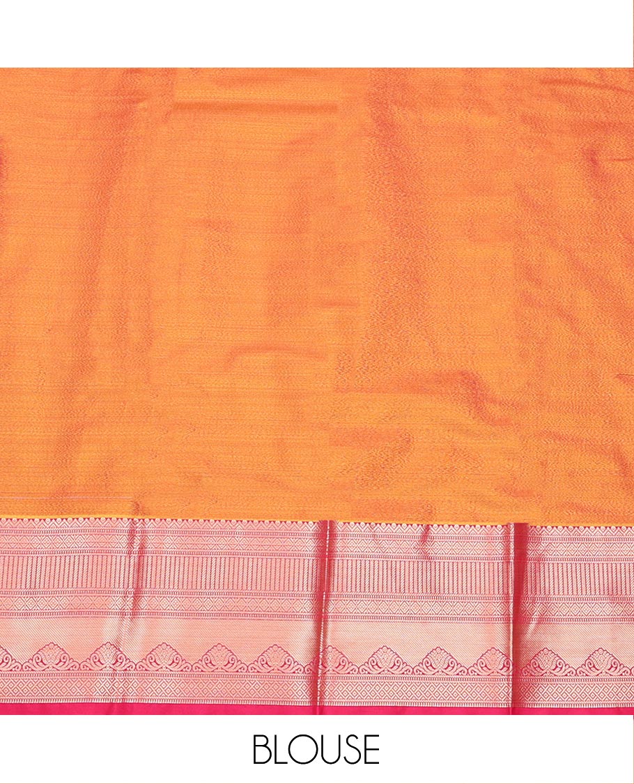 Violet Art Silk Pavadai Material Set Spotlighted with Jacquard Design on Its Skirt, Complemented by a Contrast Traditional Zari Design Border, and Paired with a Contrast Blouse - Image 4