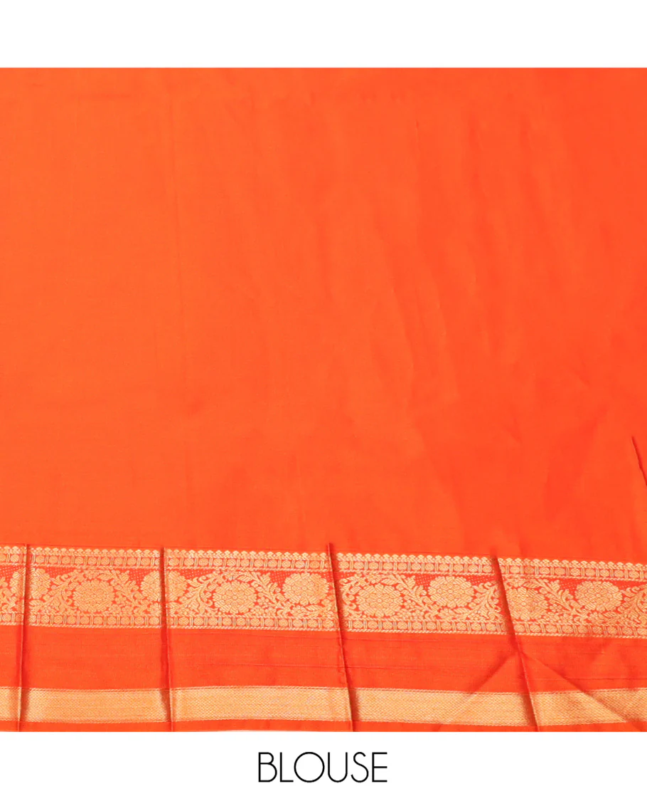 Violet Budget Silk Saree, Detailed with Zari Butta and Stripes, Contrast Traditional Zari Rettai Pettu Border, Intricately Designed Pallu, and a Contrast Blouse - Image 4