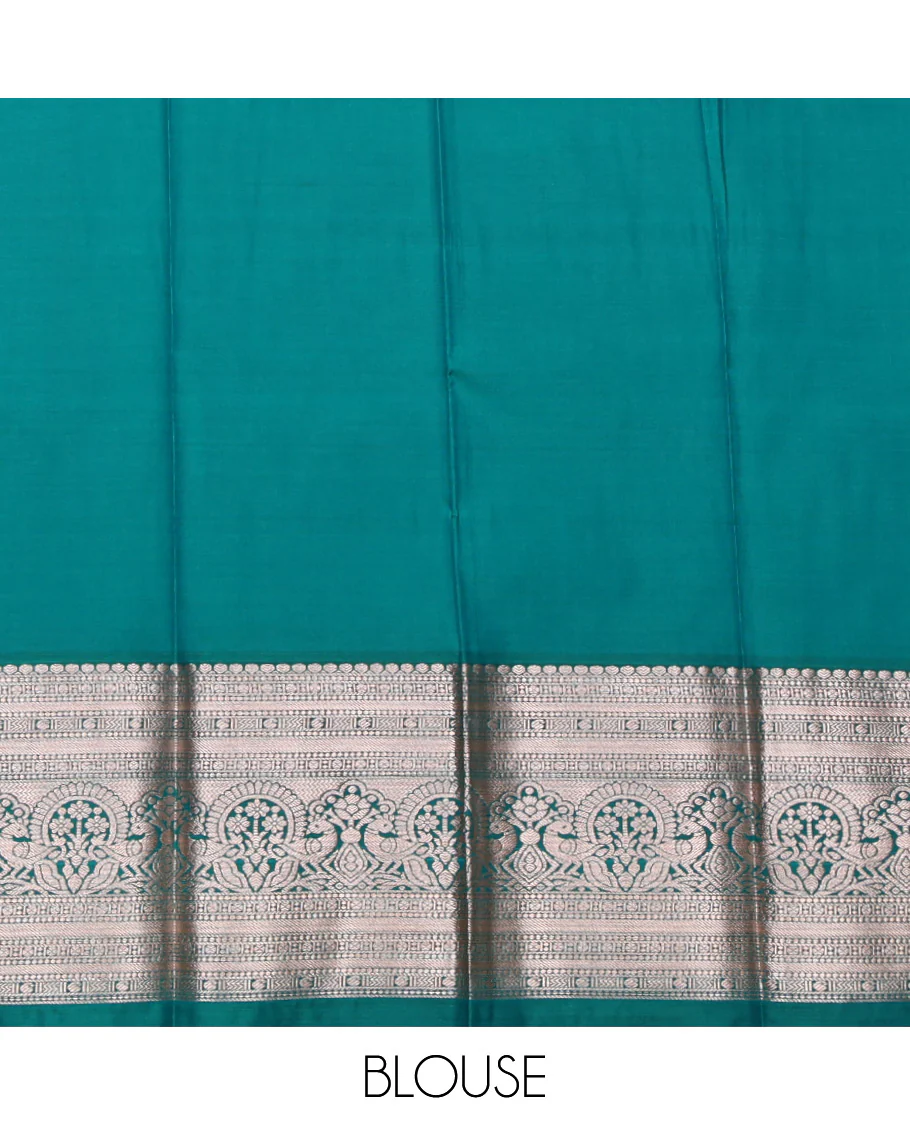 Violet Budget Silk Saree, Mesmerized with Zari Buttas All Over Its Body, Complemented by a Contrast Traditional Zari Design Border, Intricate Pallu, and Paired with a Contrast Blouse - Image 4