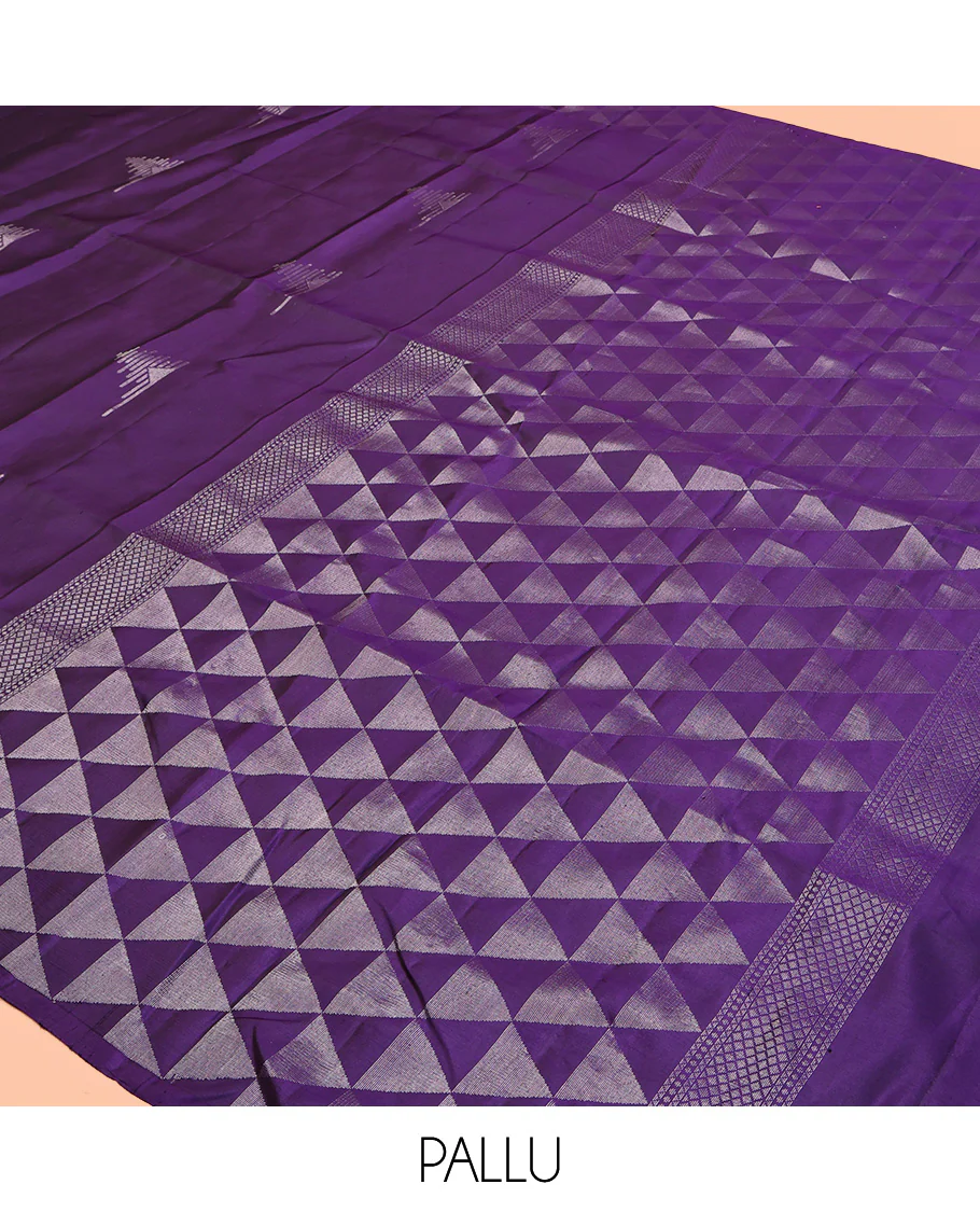 Violet Mayuri Soft Silk Saree, Accentuated with Zari Buttas All Over Its Body, Complemented by Ara Maadam Border, Pallu of Same Ara Maadam Designs, and Paired with a Matching Blouse - Image 5