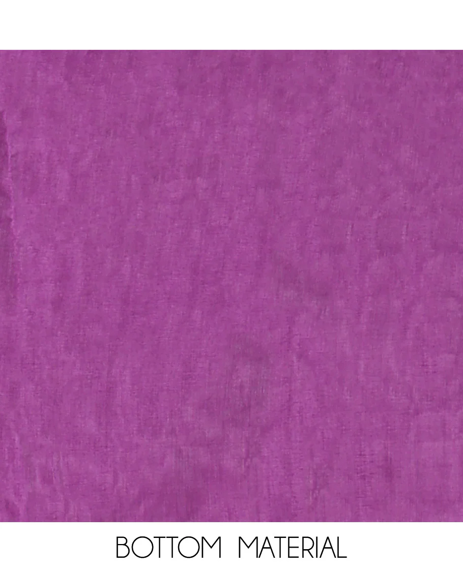 Violet Mul Chanderi Material Churidar Set, Ornamented with Flower Embroidery and Sequins Work V-Neck Top, a Plain Santoon Bottom, and Paired with a Mul Chanderi Floral Embroidered Dupatta - Image 5