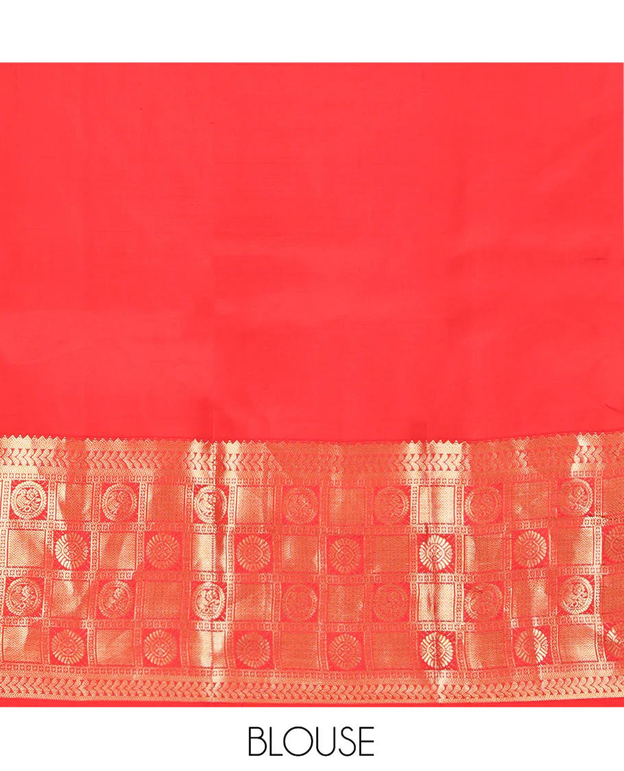 Violet Vasundhara Silk Saree, Prettified with Zari Buttas All Over Its Body, Complemented by a Contrast Border of Rekku, Banaras, Kathir, Chakram, Round Mayil, and Mayil Kann Designs, Grand Ogee-Patterned Pallu, and Paired with a Contrast Blouse - Image 6