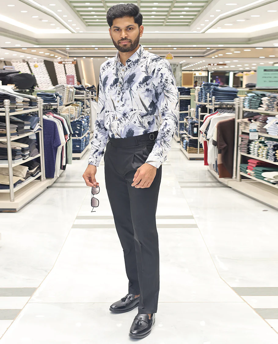 White Cotton Blended Casual Shirt, Adorned with Vibrant Prints, a Spread Collar, Full Sleeves, Slim Fit, and Regular Length - Image 2