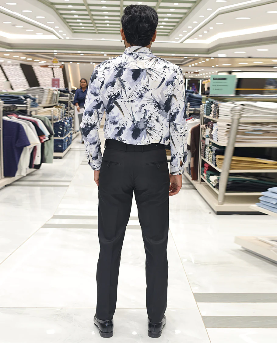 White Cotton Blended Casual Shirt, Adorned with Vibrant Prints, a Spread Collar, Full Sleeves, Slim Fit, and Regular Length - Image 3