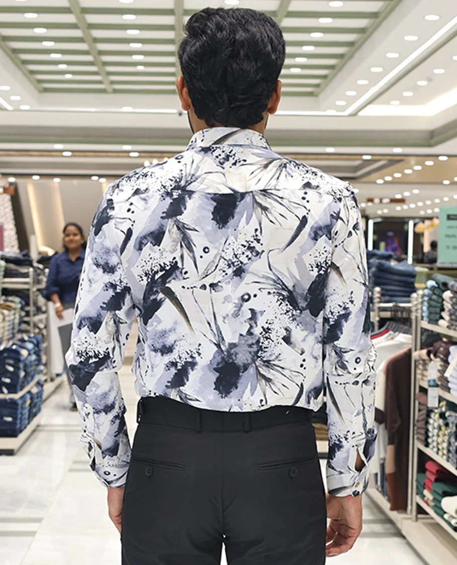 White Cotton Blended Casual Shirt, Adorned with Vibrant Prints, a Spread Collar, Full Sleeves, Slim Fit, and Regular Length - Image 4