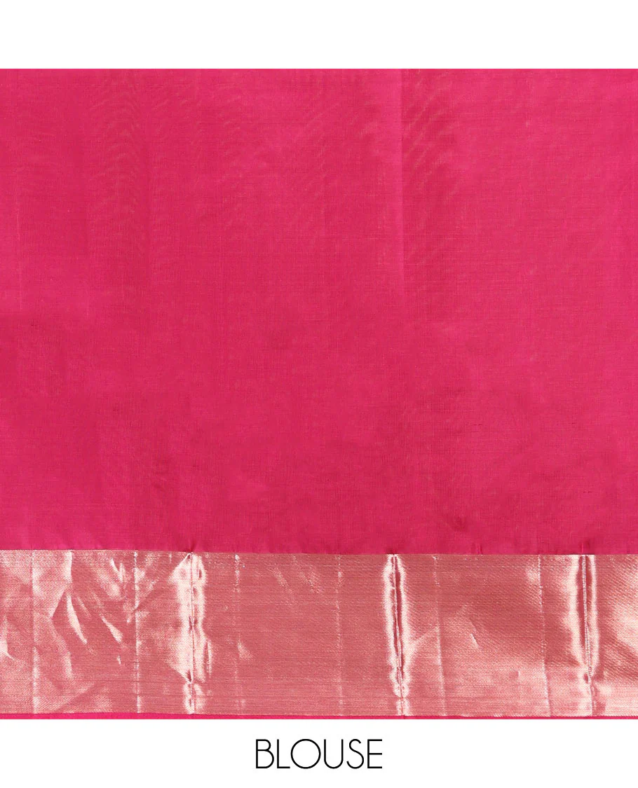 Wine Kanchipuram Wedding Silk Saree, Gleamed Up with Floral Buttas on Its Body, Highlighted by a Zari Border, Pallu of Geometric Designs, and Paired with a Matching Blouse - Image 6