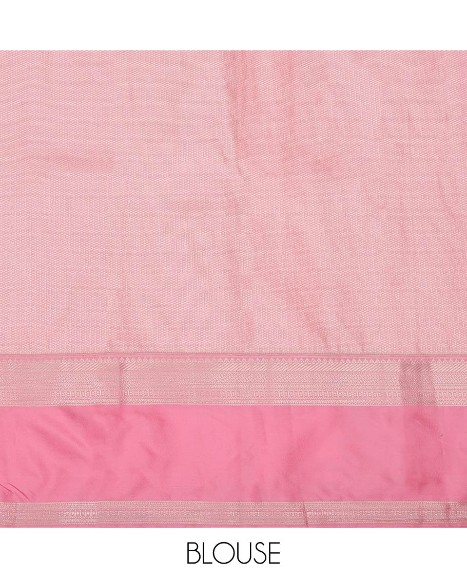 Yellow Budget Silk Saree, Sparsely Woven with Zari Buttas All Over Its Body, Complemented by a Contrast Traditional Zari Design Rettai Pettu Border, Intricately Designed Pallu, and Paired with a Contrast Blouse - Image 4