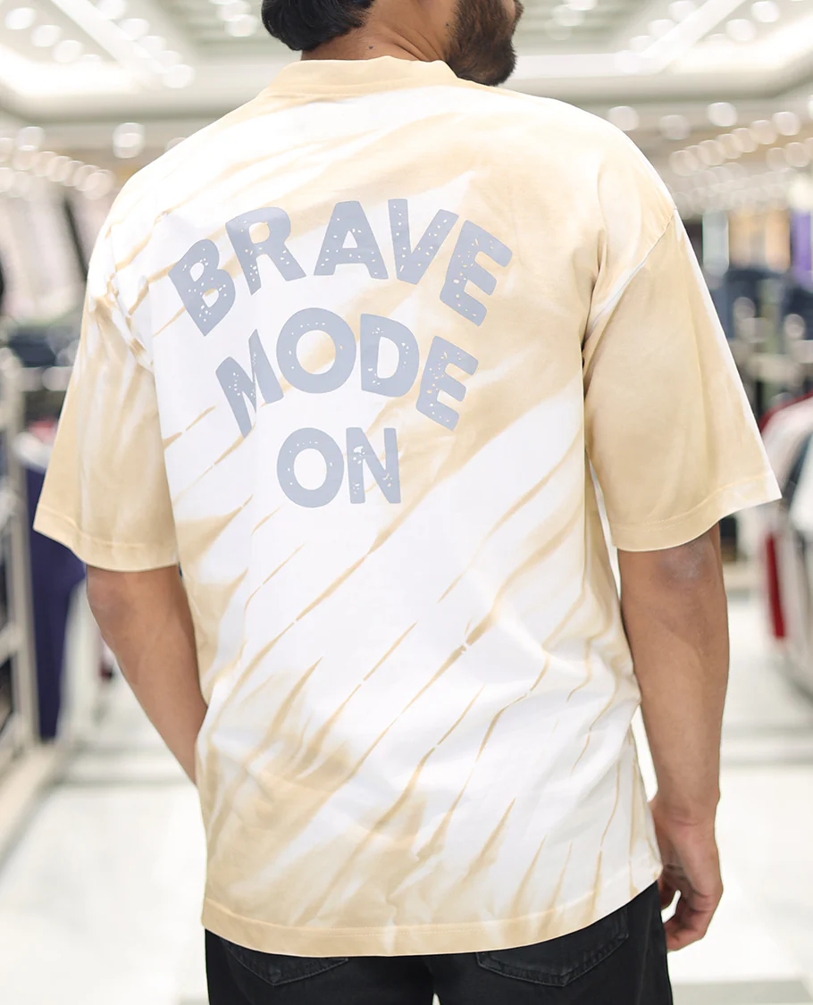 Yellow Cotton-Blended T-Shirt, Enriched with Typography Print, Comes with a Crew Neck, Half-Sleeves, Oversized Fit, and Long Length - Image 2
