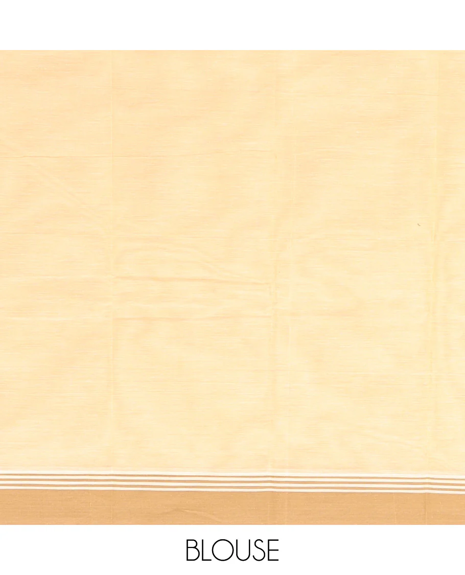 Yellow Kanchi Cotton Saree, Detailed with Buttas on Its Body, Complemented by a Contrast Border, a Pallu of Buttas and Stripes, and Paired with a Matching Blouse - Image 3