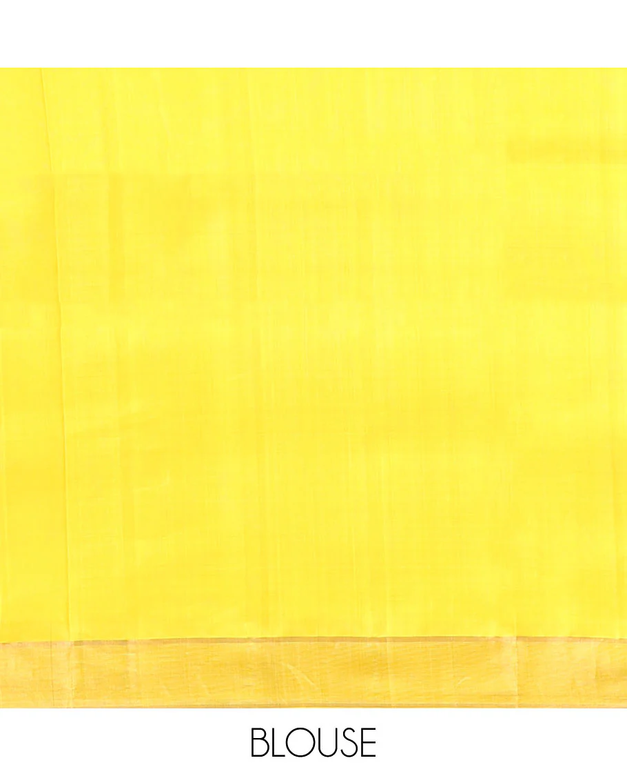 Yellow Mayuri Soft Silk Saree, Subtly Sparkled with Zari Designs All Over Its Body, Highlighted by Zari Border, Pallu of Ara Maadam Designs, and Paired with a Matching Blouse - Image 6