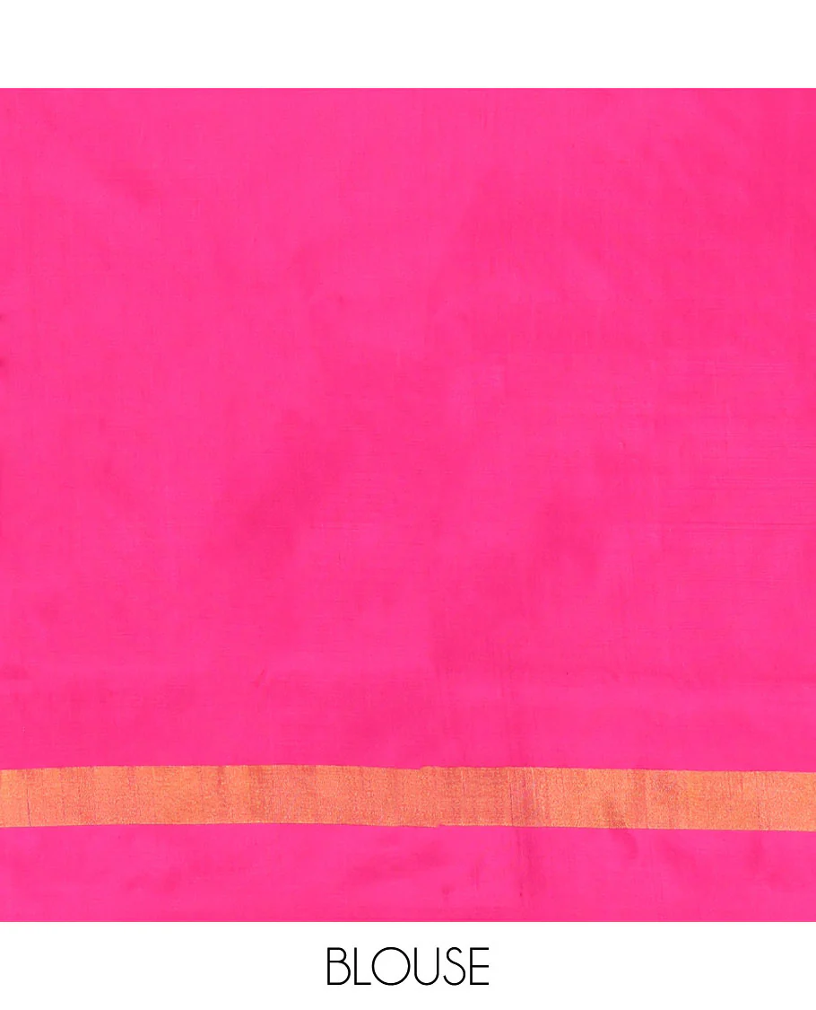 Yellow Plain Uppada Silk Saree, Complemented by a Contrast Plain Border, Plain Pallu, and Paired with a Contrast Blouse - Image 6