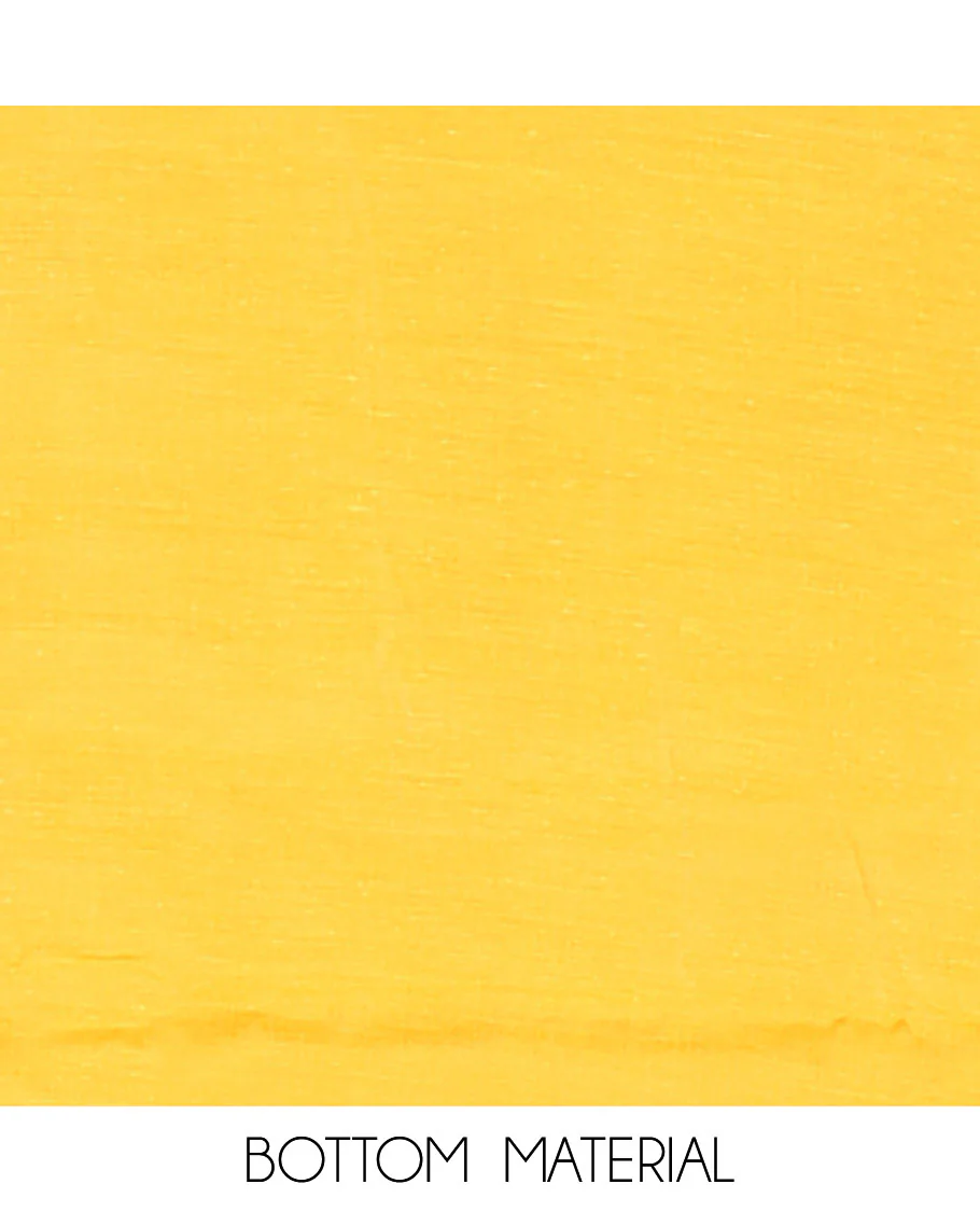 Yellow Semi Silk Material Churidar Set, Subtly Made Plain Top, a Plain Santoon Bottom, and Is Paired with a Dual-Colored Bandhani Motifs Semi Silk Dupatta - Image 5