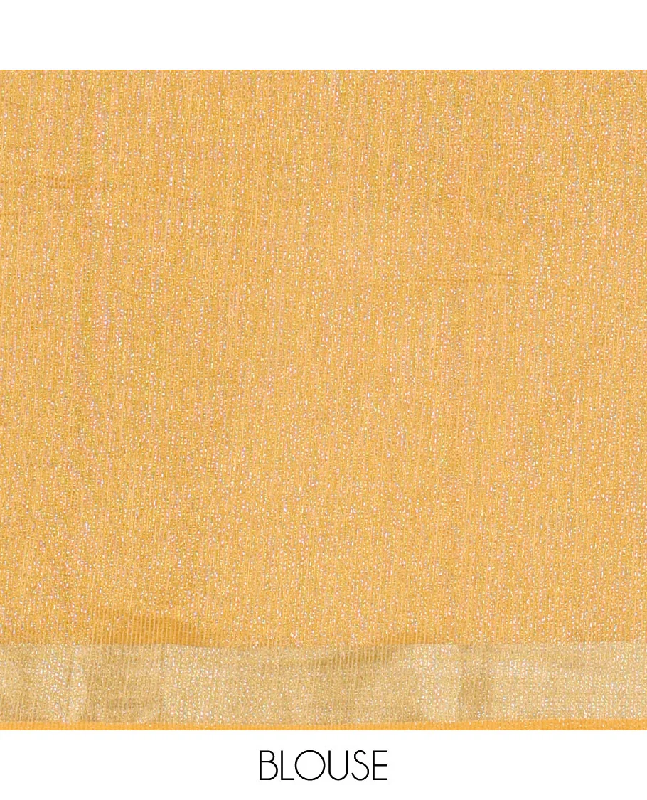 Yellow Tissue Saree, Gleamed Up with Zari Striped on Its Body, Highlighted by a Zari Border, Pallu Steeped with Zari Stripes, and Paired with a Matching Blouse - Image 6